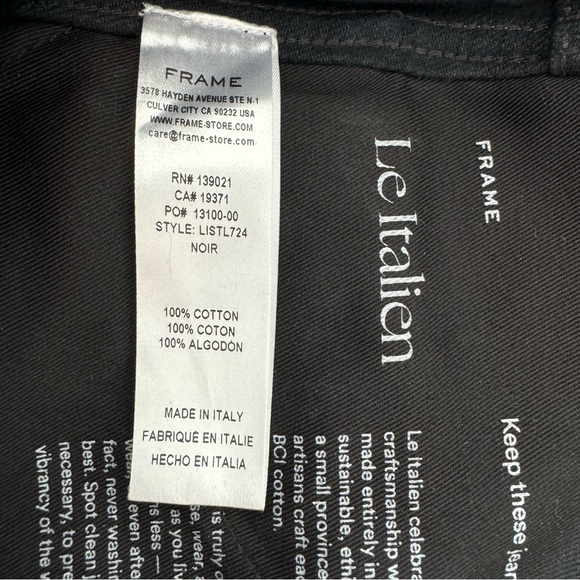 NWT Frame Italien True Straight 25 Noir Grey Stitching High Rise - Picture 4 of 4